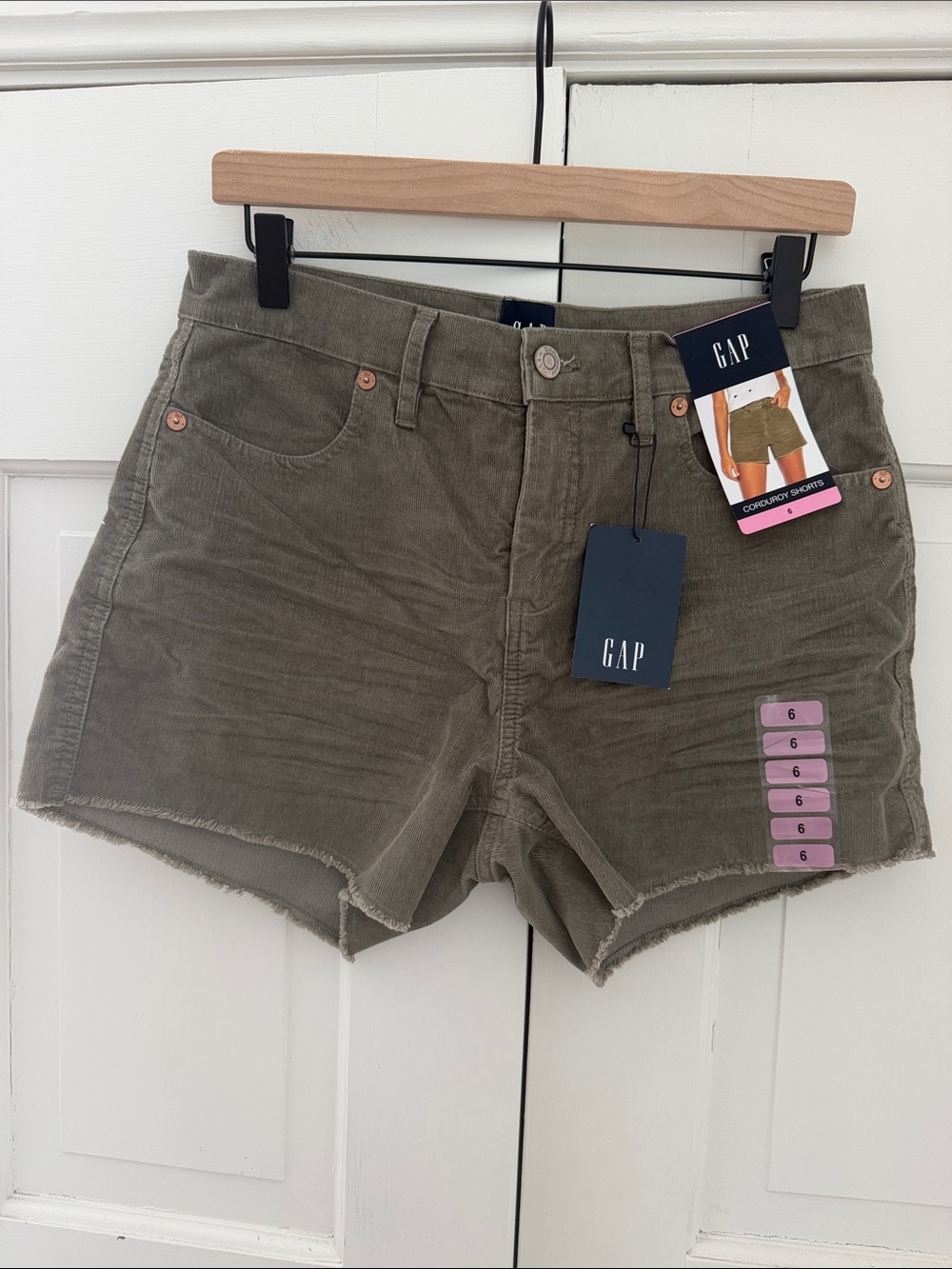 GAP Olive Green Corduroy Frayed Hem Shorts